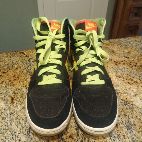 Rare Nike Men\'s Big Nike High Retro Black Neon Green Sneakers Size 13 366726-071 main image 9